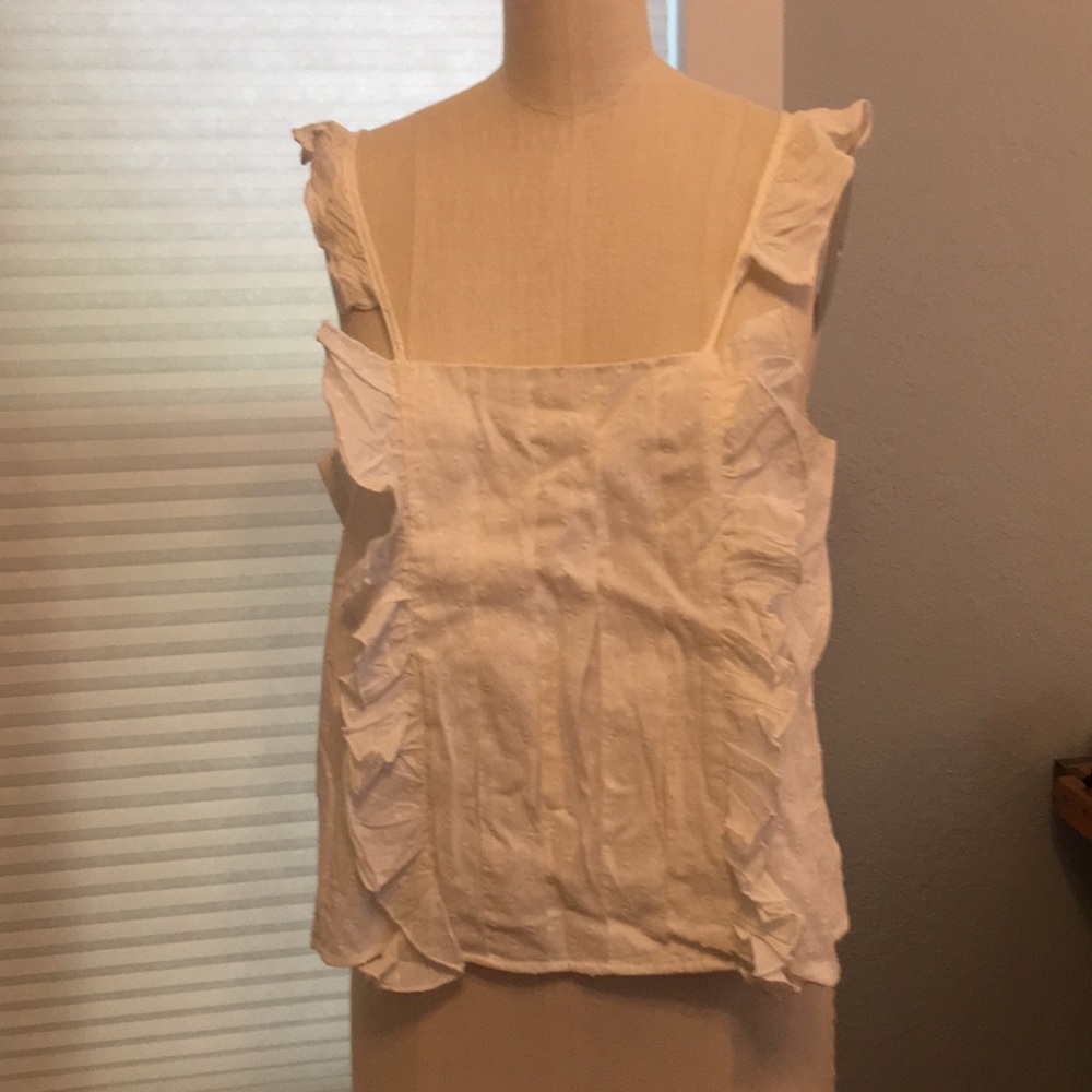 White ruffle tank top